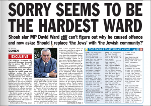 Jewish News article of David Ward Jews comment